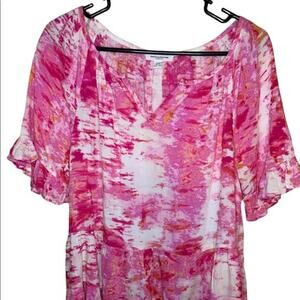 beachlunchlounge Pink Ruffle Bottom Top/Blouse.